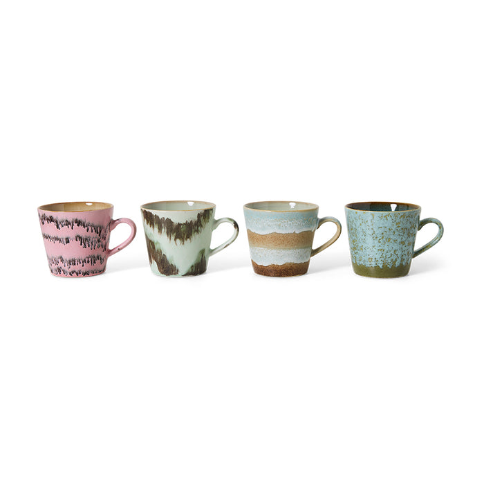 HKliving 70s Ceramics - Ceramic Set of 4 Espresso Mugs