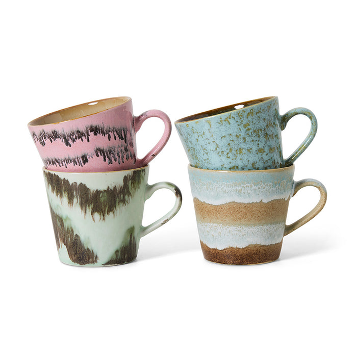 HKliving 70s Ceramics of 4 Cappuccino Mugs Dada