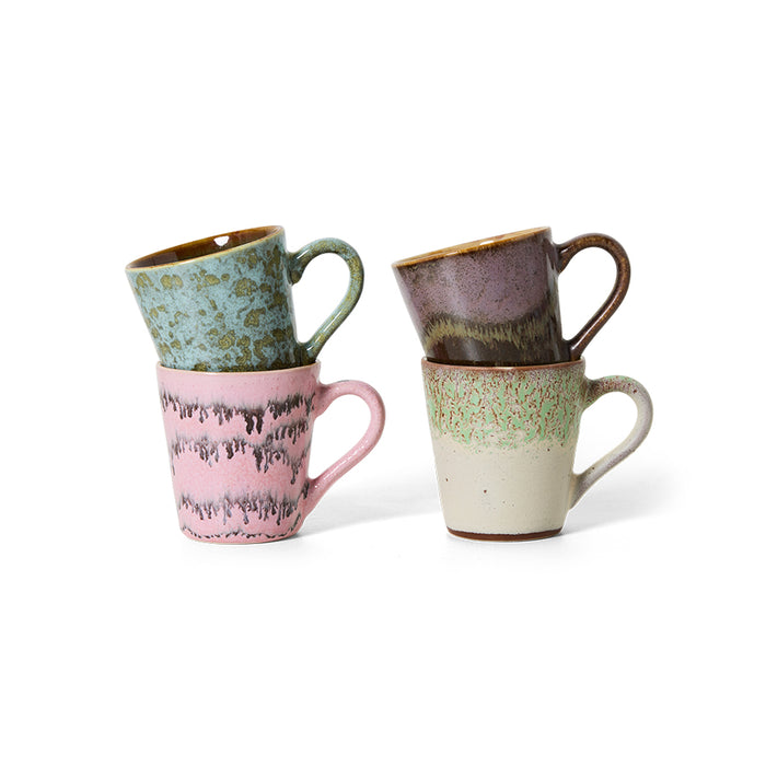 HKliving 70s Ceramics - Ceramic Set of 4 Espresso Mugs