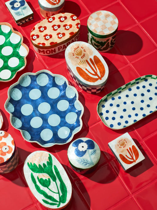 Paradis Navy Floral Shell Box