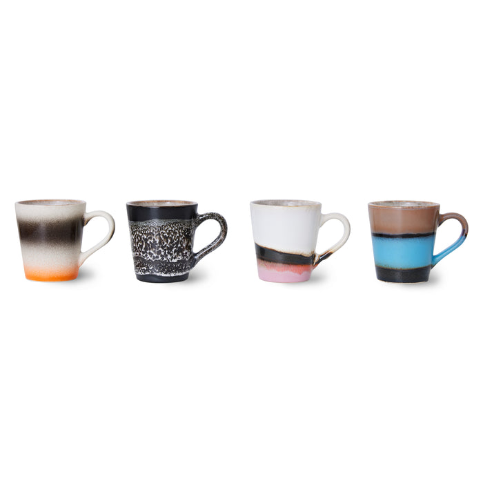 HKliving 70s Ceramics - Ceramic Set of 4 Espresso Mugs
