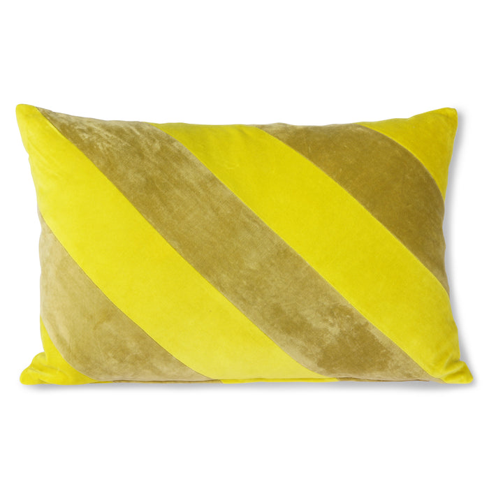 HKliving Velvet Cushion Stripe Yellow