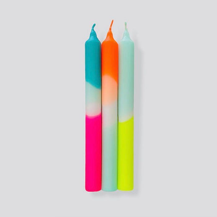 Dip Dye Neon Candles Set of 3 Rainbow Kisses