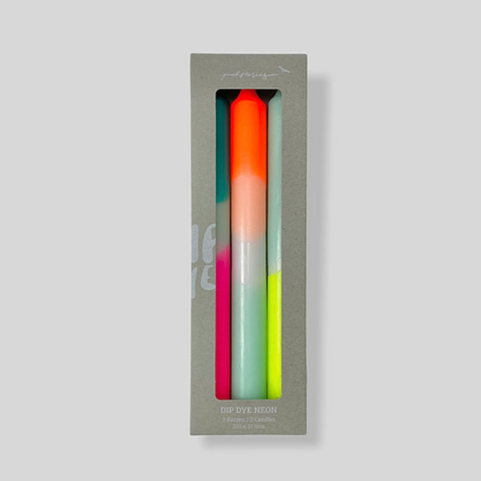Dip Dye Neon Candles Set of 3 Rainbow Kisses