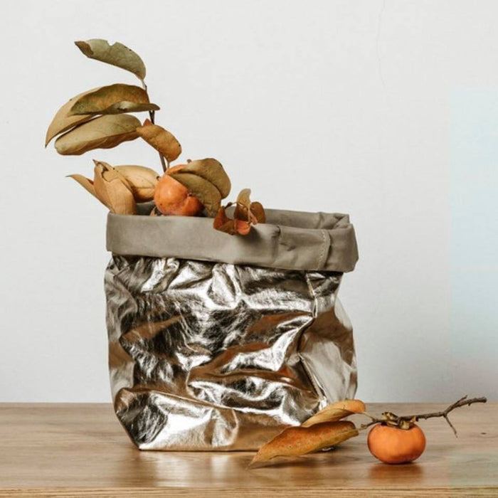 UASHMAMA Metallic Large Paper Bag Platino