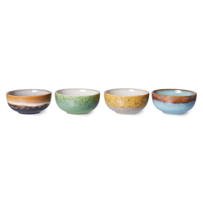 HKliving 70s Ceramics - Set of 4 Ceramic Small Bowls